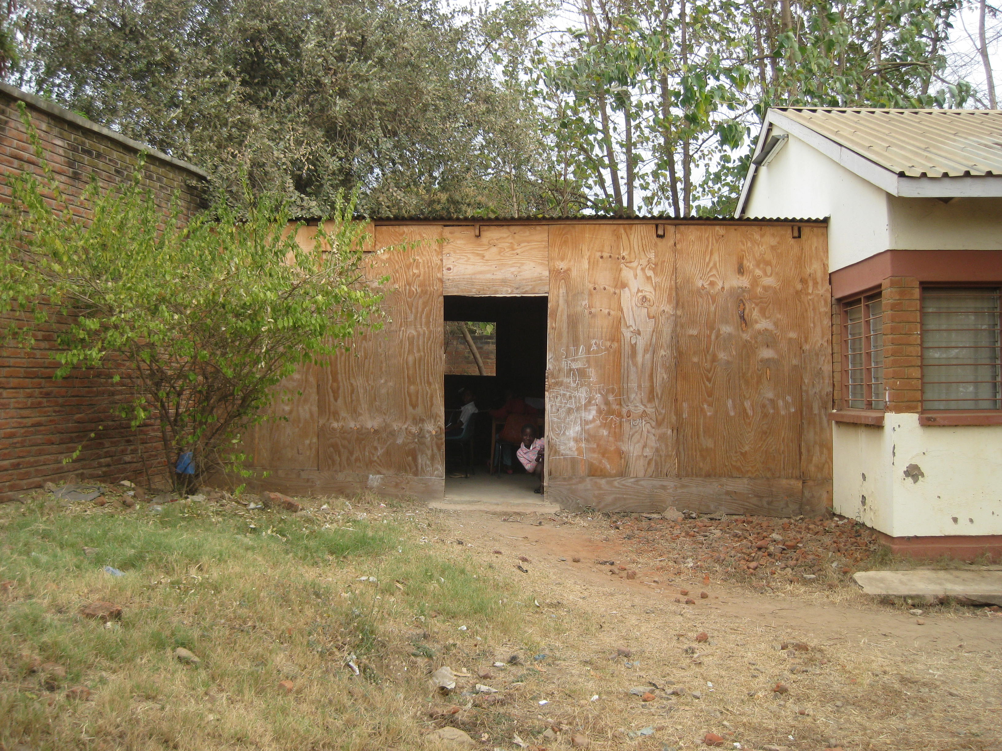 Temporary classroom attached to original classroom block.